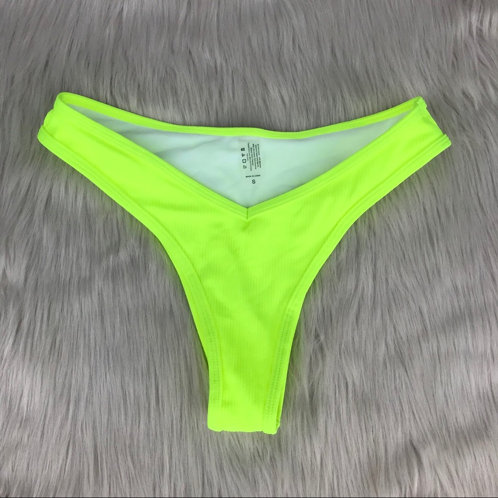 NWOT Neon Yellow Ribbed bikini bottoms